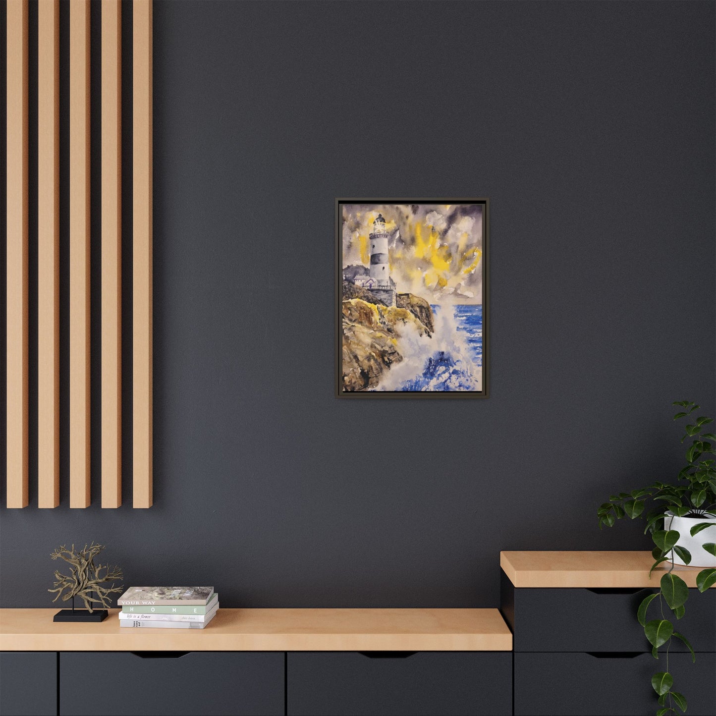 Storm Watch Matte Canvas, Framed (Black or Espresso). Available in sizes 8”x10”-18”x24”