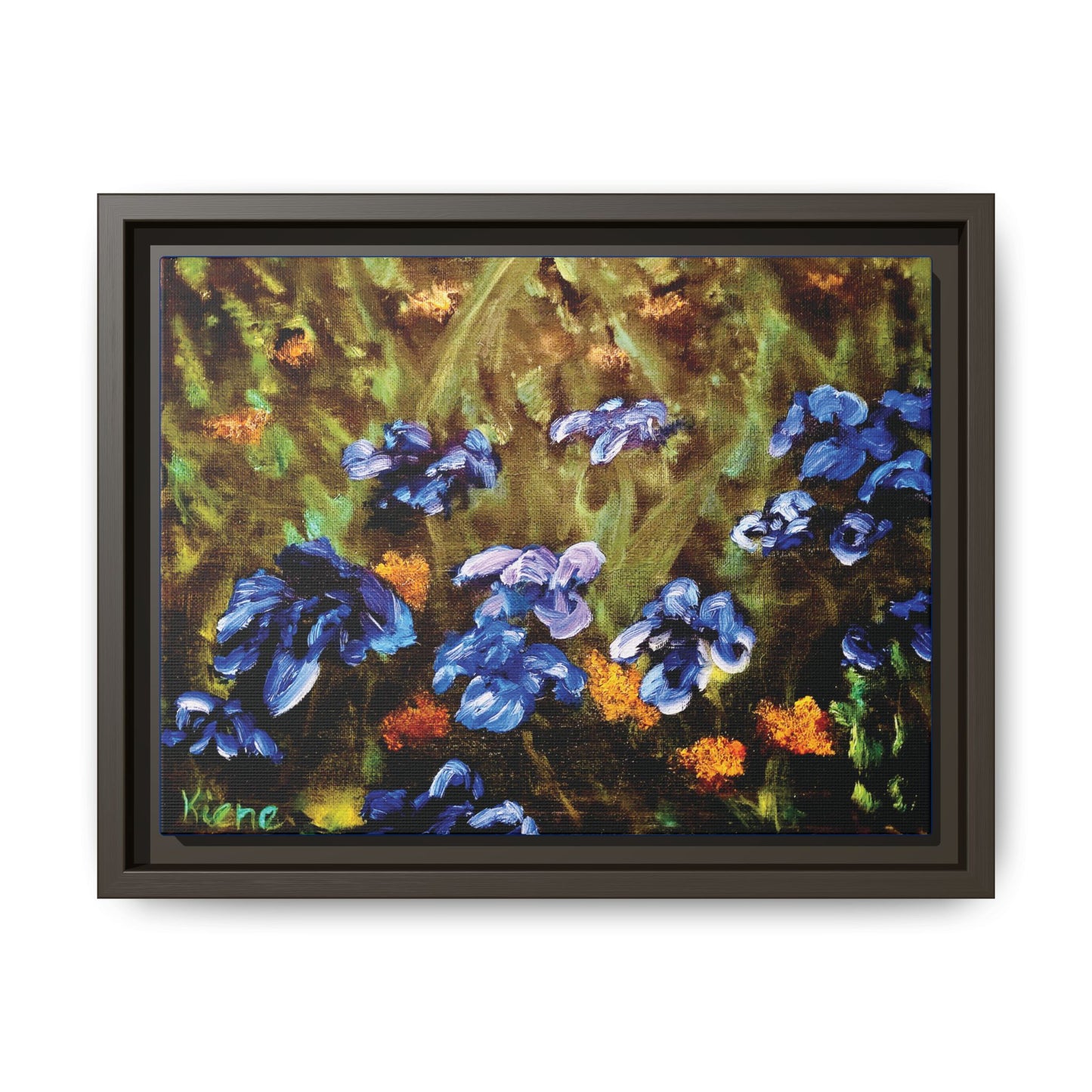 Irises Reimagined, Framed (Black or Espresso). Available in sizes from 10”x8”-18”x12”