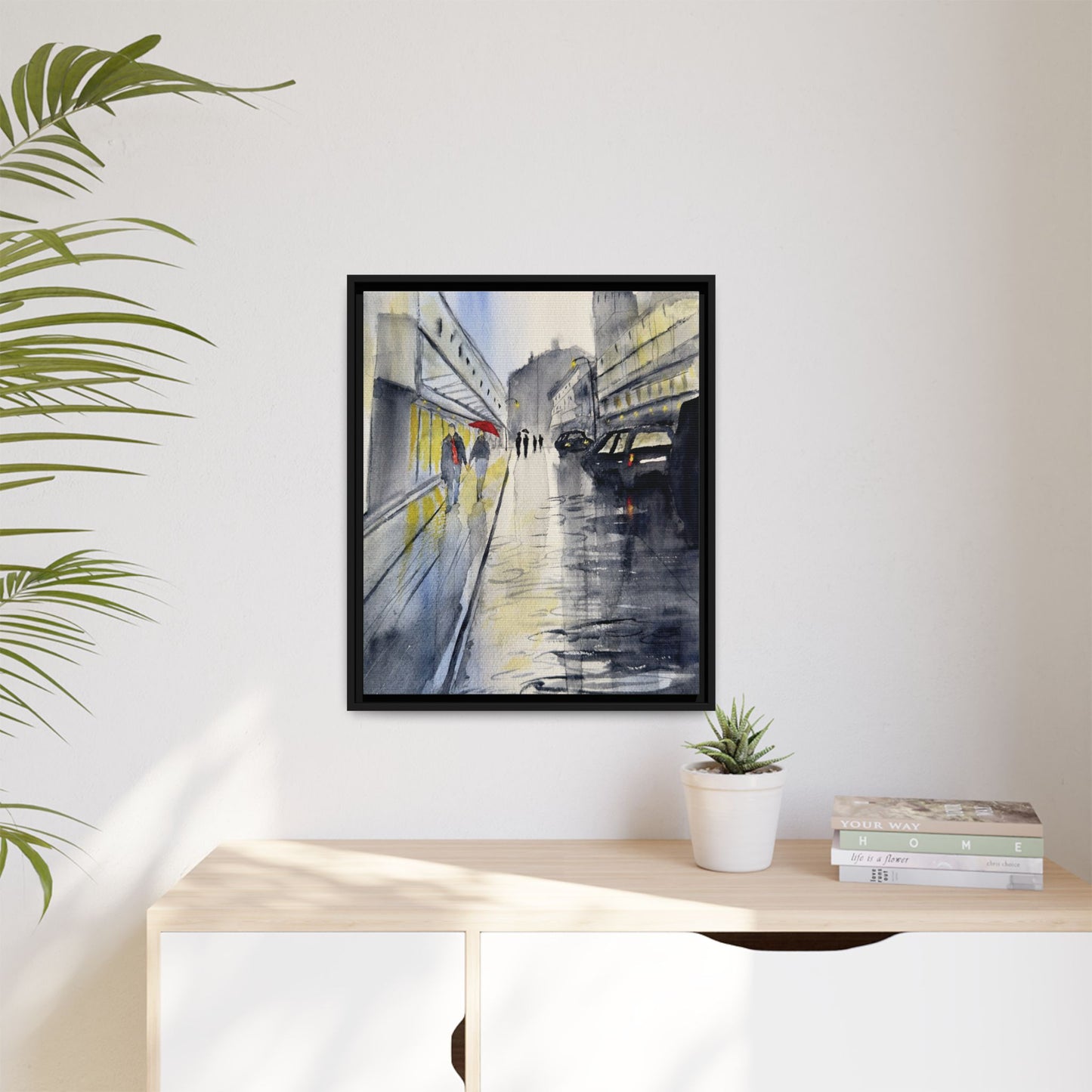 Rainy Day Romance, Framed (Black or Espresso). Available in sizes from 8”x10”-24”x32”