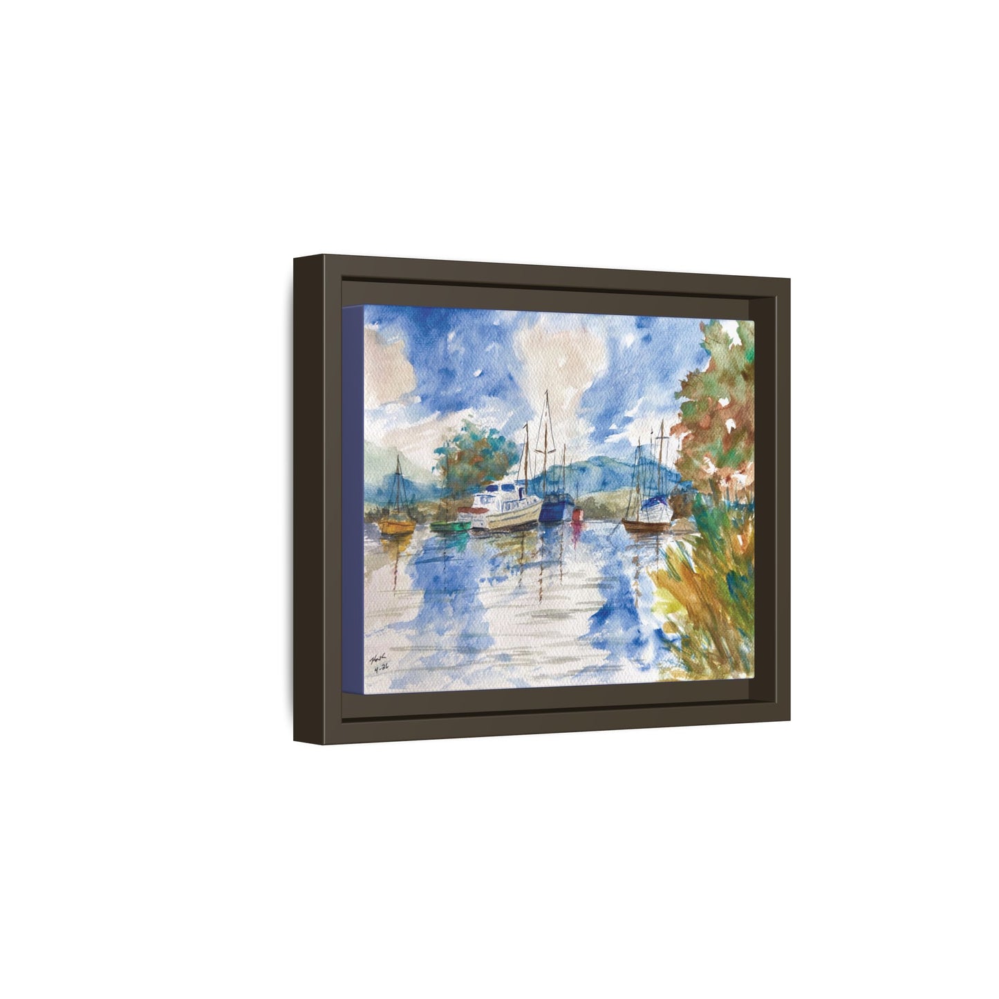 Snug Harbor Matte Canvas, Framed (Black or Espresso). Available in sizes 10”x8”-20”x16”