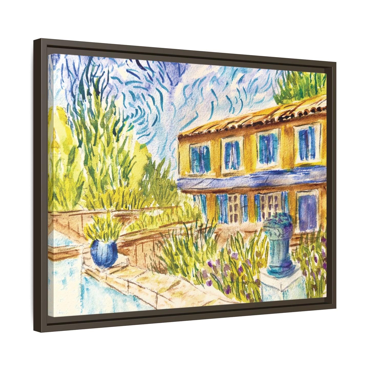 Respite Near Saint-Remy-de-Provence Matte Canvas, Framed (Black or Espresso). Available in sizes from 10”x8”-30”x24”