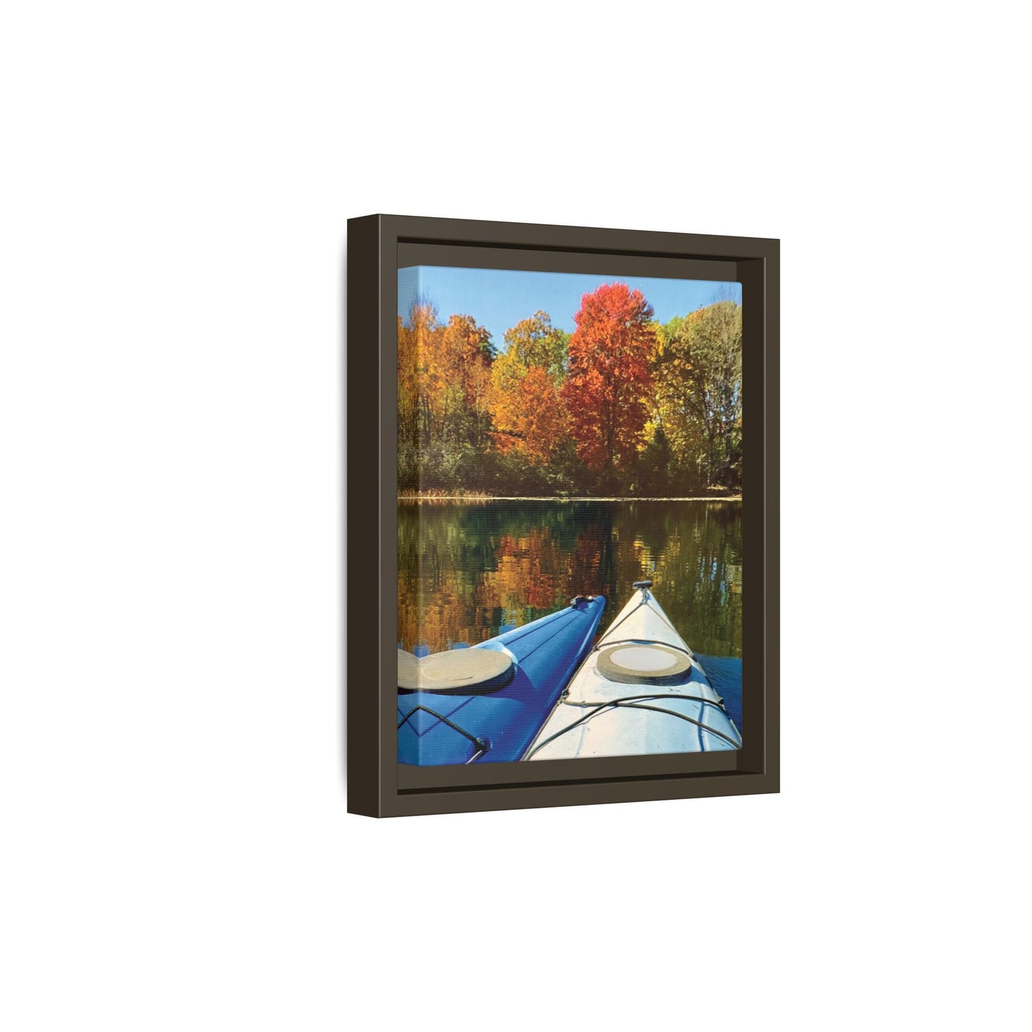 Happy Together Fall Kayaking, Framed (Black or Espresso). Available in sizes from 8”x10”-12”x16”