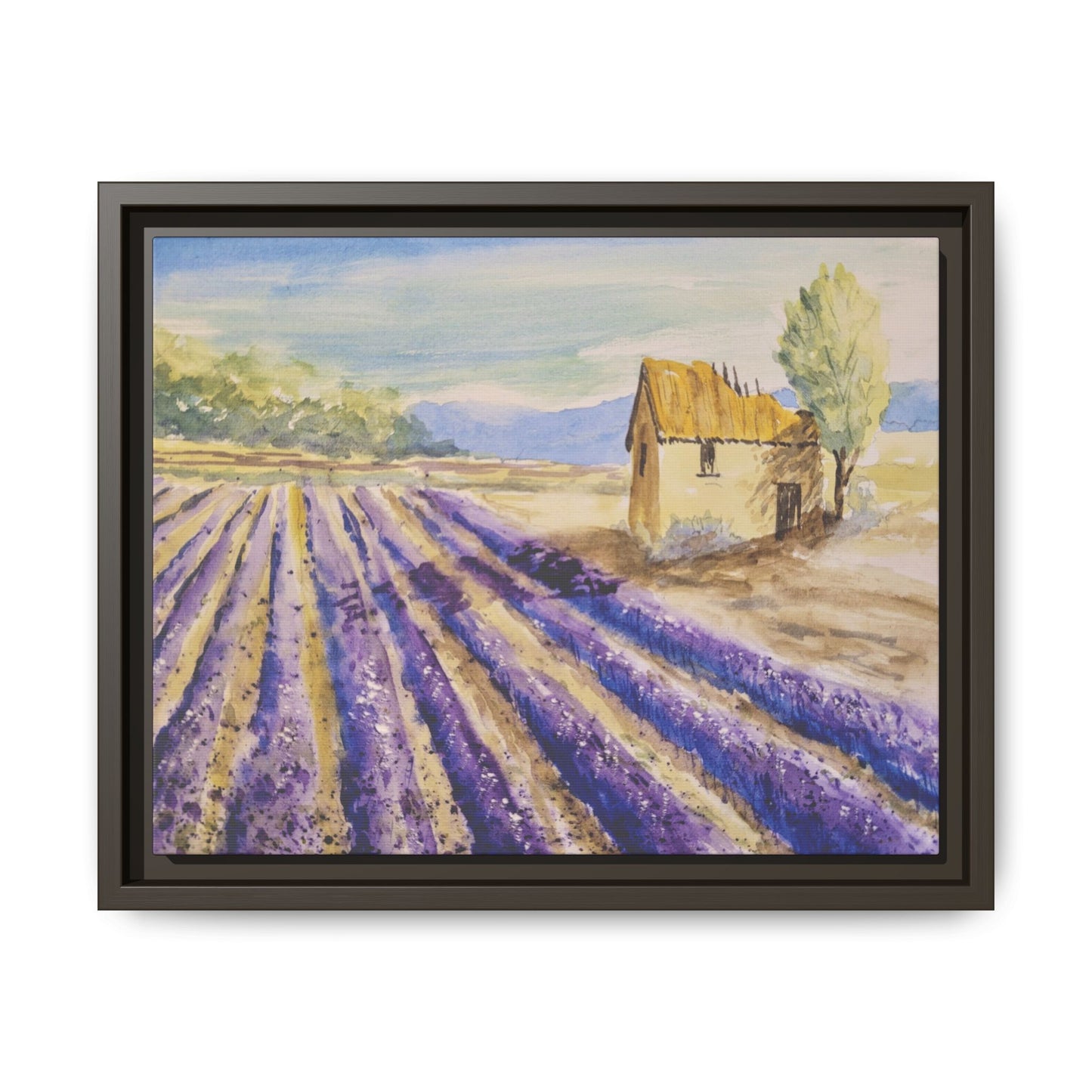 Lavender at Daybreak Matte Canvas, Framed (Black or Espresso). Available in sizes 10”x8”-20”x10”