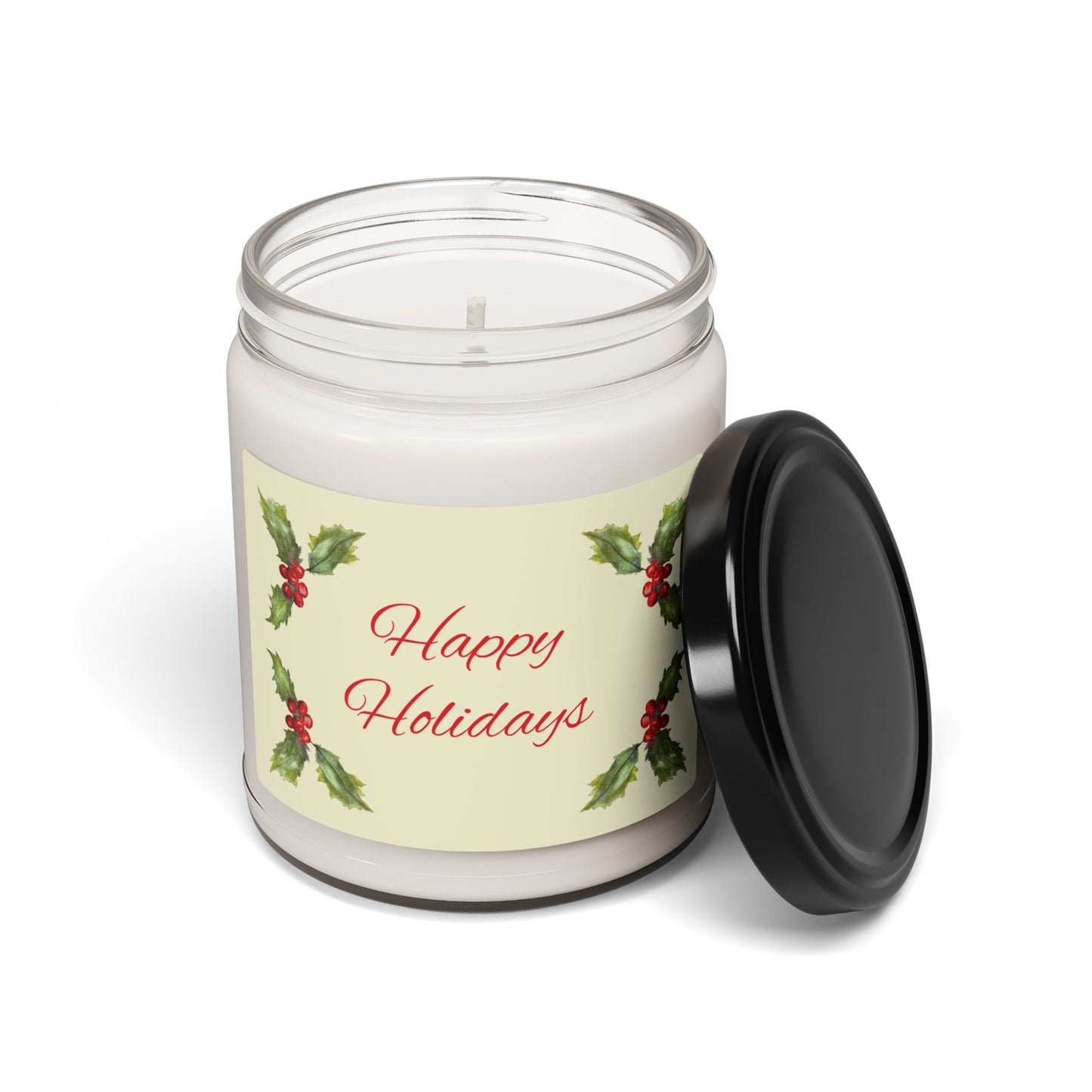 Eco-Friendly Soy Candle (9 oz.), Featuring Holiday Holly. Multiple Scents Available