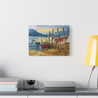 Morning Boats on the Loch Matte Canvas, Stretched, 1.25". Available in sizes from 10” x 8”-24” x 18”
