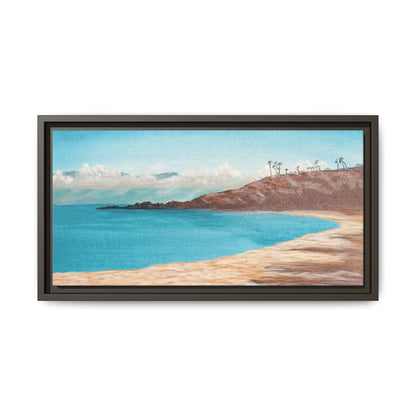 Kaanapali Beach Matte Canvas, Framed (Black or Espresso). Available in sizes from 20”x10”-30”x20”