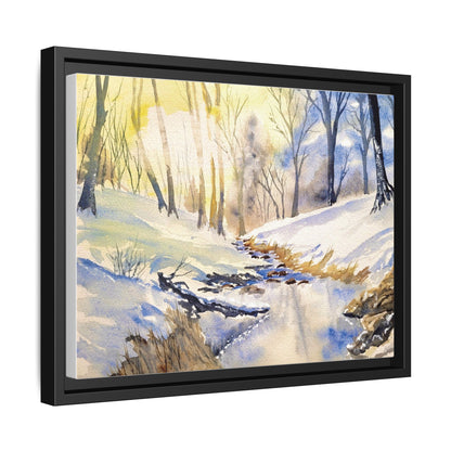 Snowy Creek Matte Canvas, Framed (Black or Espresso). Available in sizes from 10”x8”-32”x24”