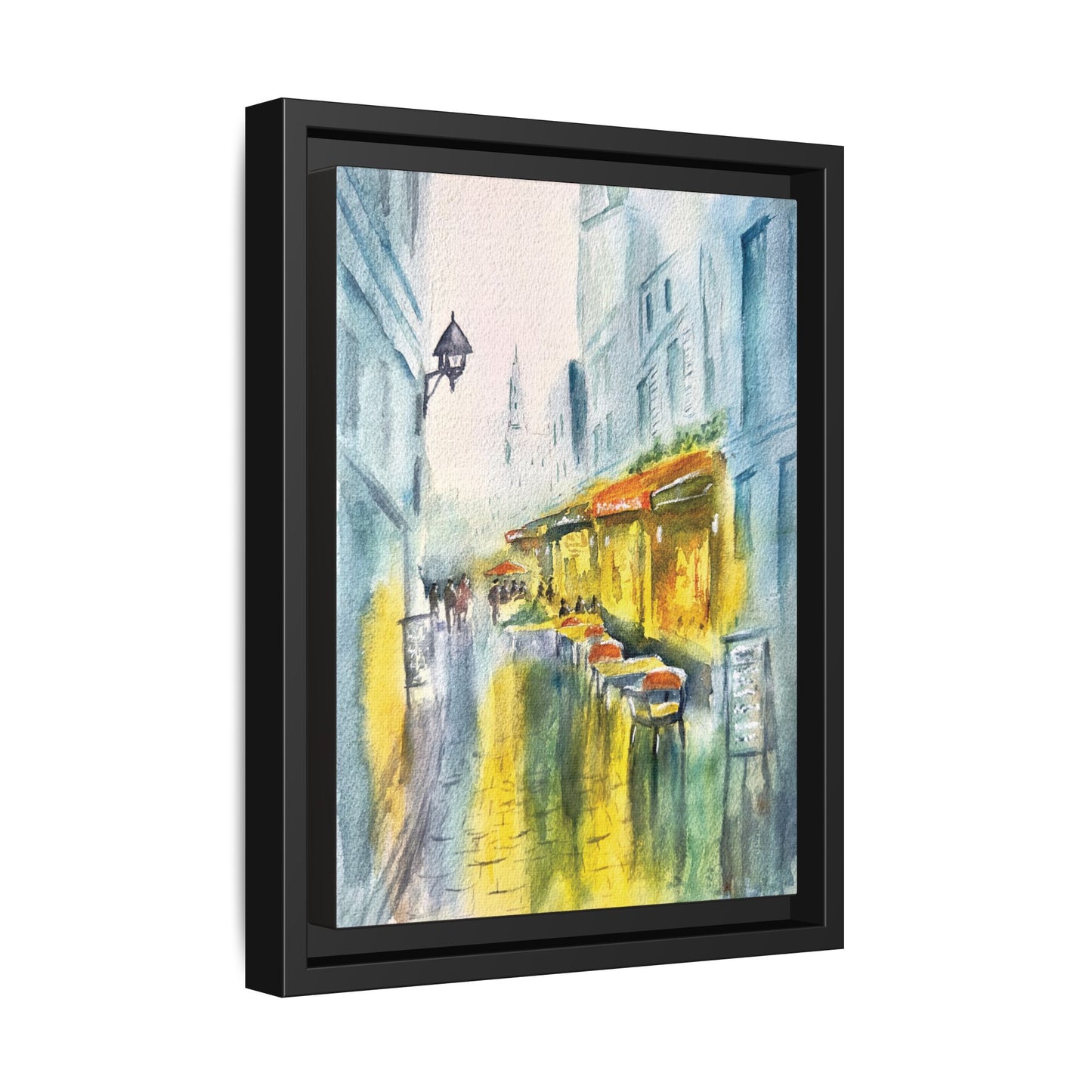 Cafe Reflections Matte Canvas, Framed (Black or Espresso). Available in sizes 8”x10”-24”x32”
