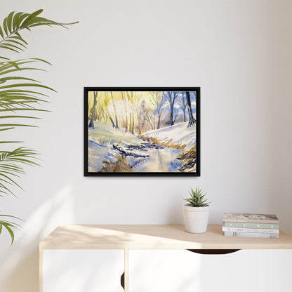 Snowy Creek Matte Canvas, Framed (Black or Espresso). Available in sizes from 10”x8”-32”x24”