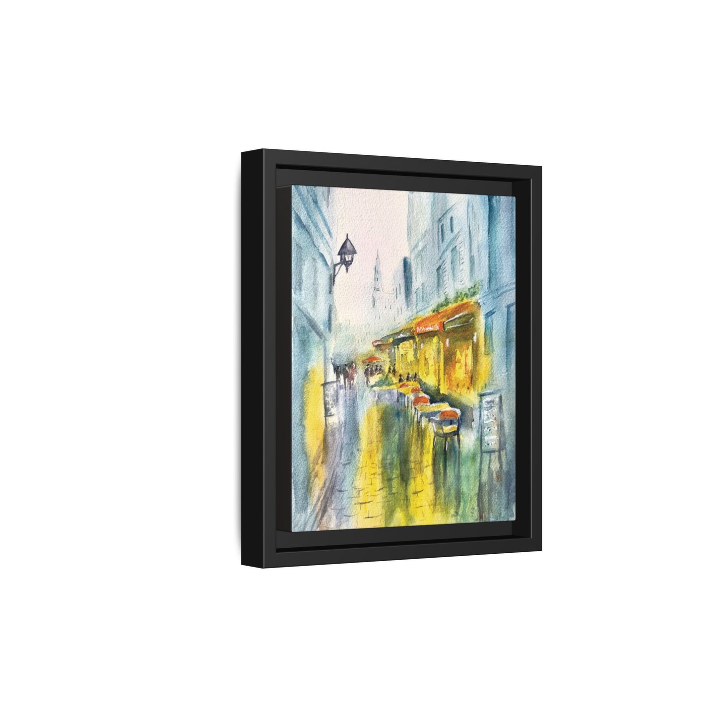 Cafe Reflections Matte Canvas, Framed (Black or Espresso). Available in sizes 8”x10”-24”x32”