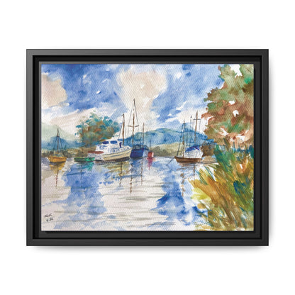 Snug Harbor Matte Canvas, Framed (Black or Espresso). Available in sizes 10”x8”-20”x16”