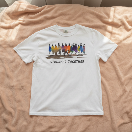 Stronger Together Unisex Garment-Dyed T-shirt. Available in sizes S-4XL, 13 colors.