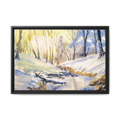Snowy Creek Matte Canvas, Framed (Black or Espresso). Available in sizes from 10”x8”-32”x24”