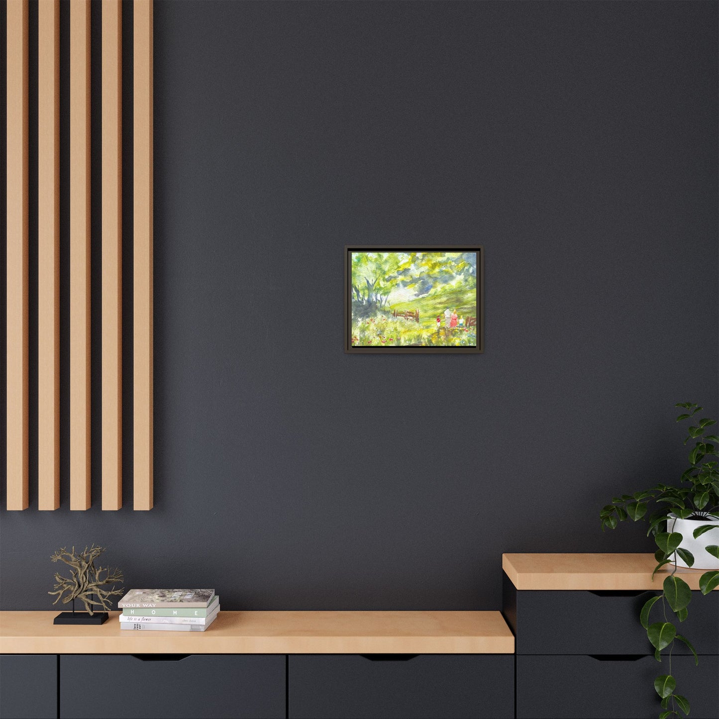 Summer Stroll Matte Canvas, Framed (Black or Espresso). Available in sizes 10”x8”-20”x10”