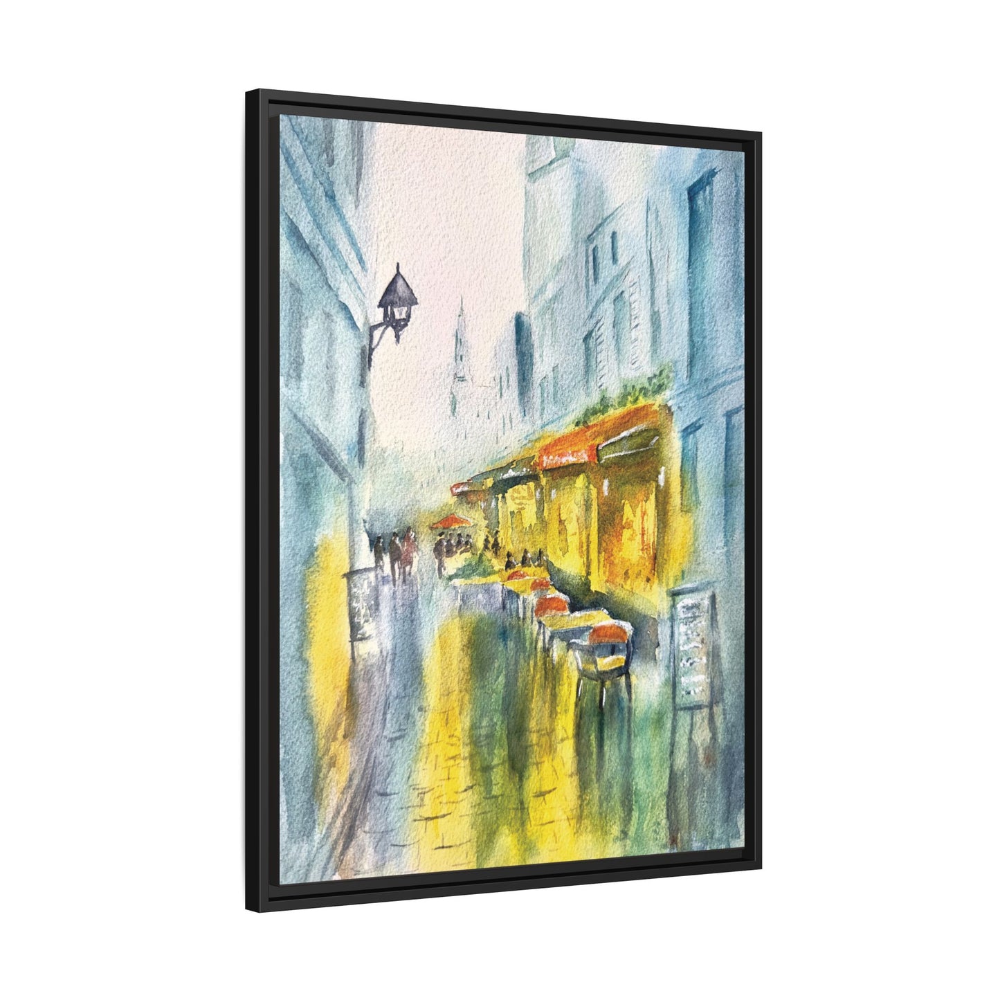 Cafe Reflections Matte Canvas, Framed (Black or Espresso). Available in sizes 8”x10”-24”x32”