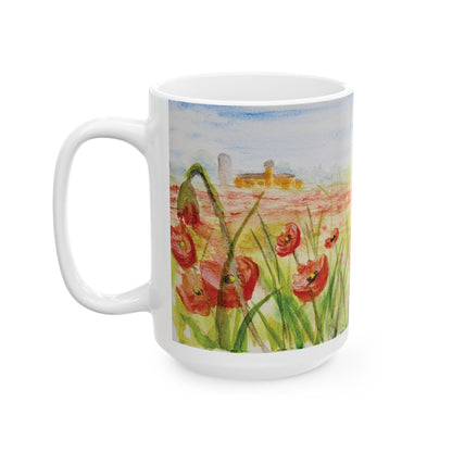 Poppies Galore Ceramic Mug, (11oz, 15oz)