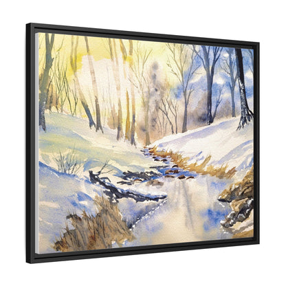 Snowy Creek Matte Canvas, Framed (Black or Espresso). Available in sizes from 10”x8”-32”x24”