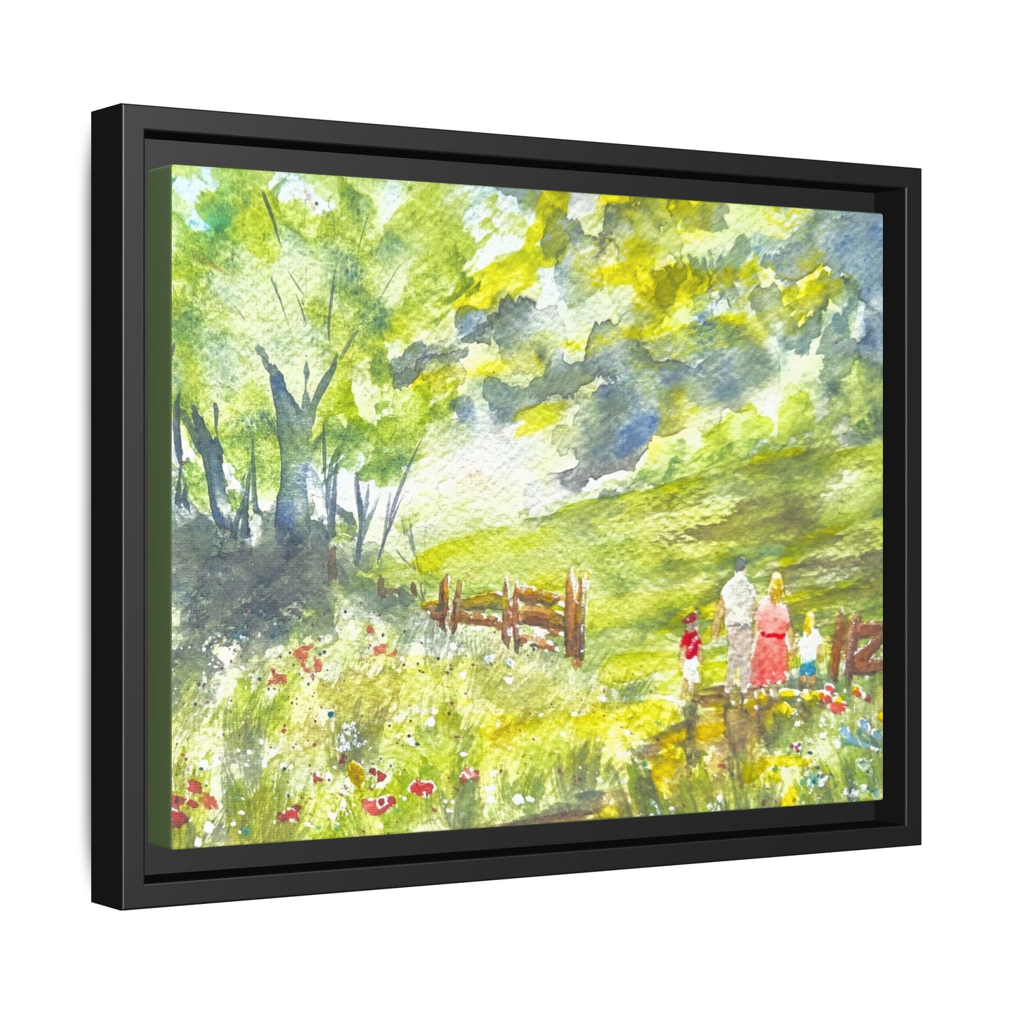 Summer Stroll Matte Canvas, Framed (Black or Espresso). Available in sizes 10”x8”-20”x10”