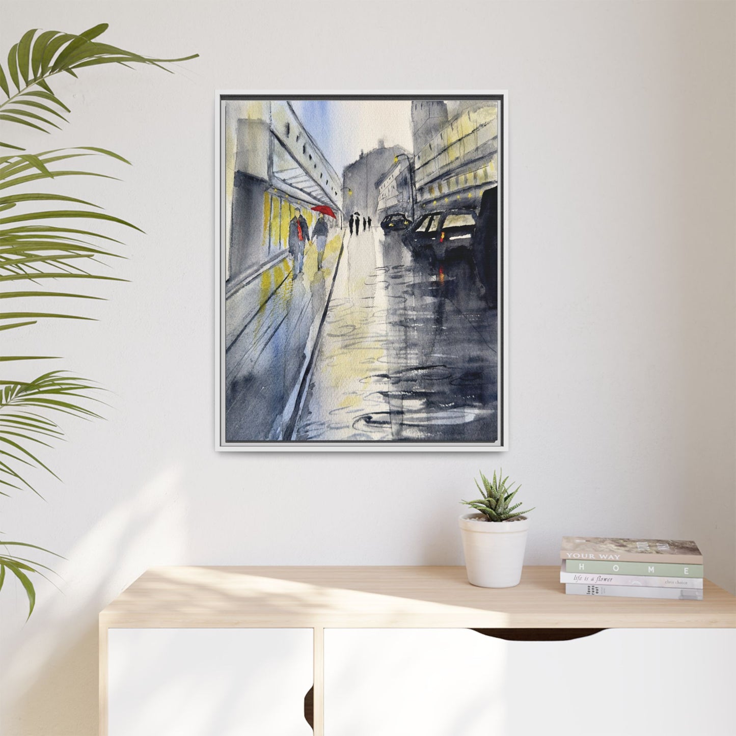 Rainy Day Romance, Framed (Black or Espresso). Available in sizes from 8”x10”-24”x32”