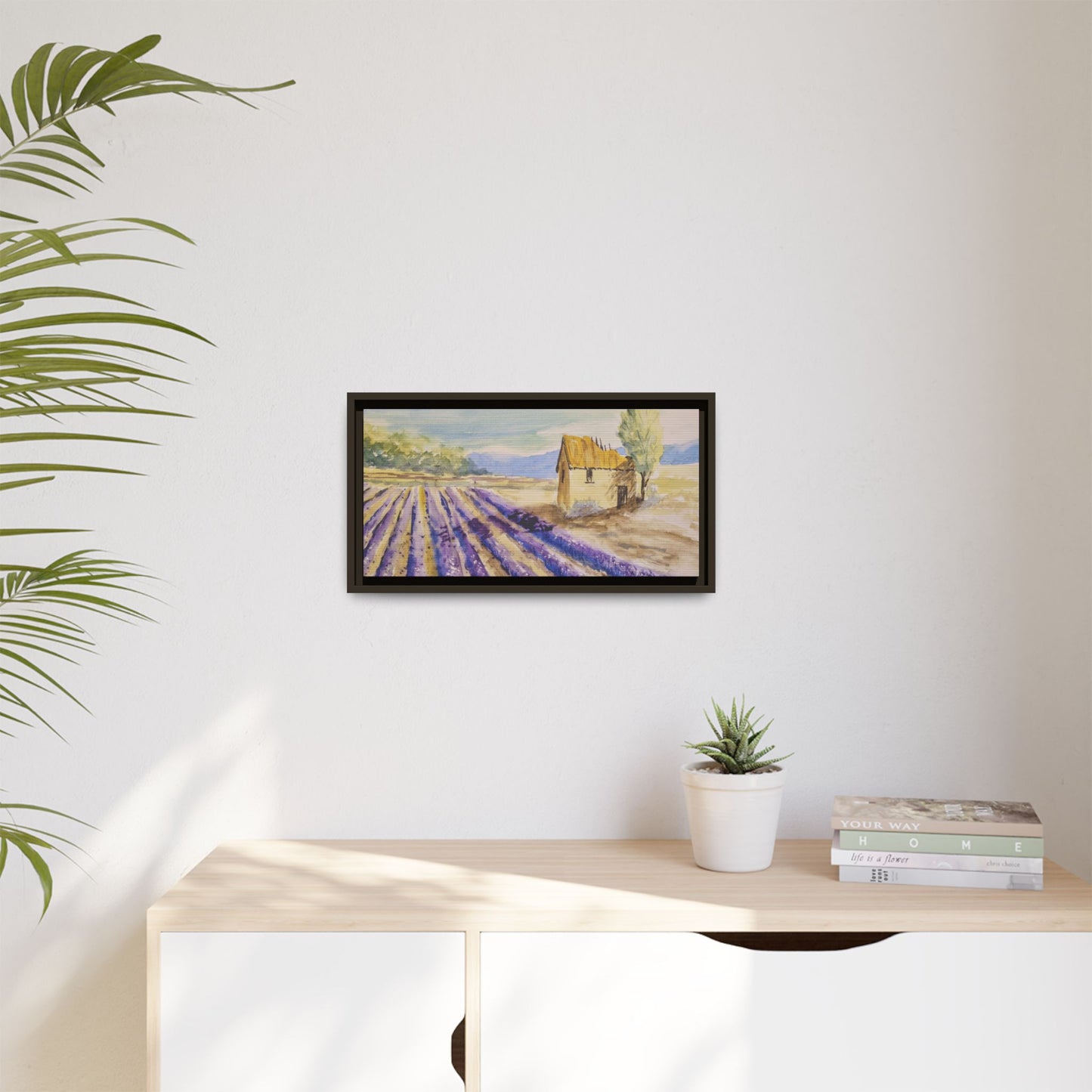 Lavender at Daybreak Matte Canvas, Framed (Black or Espresso). Available in sizes 10”x8”-20”x10”