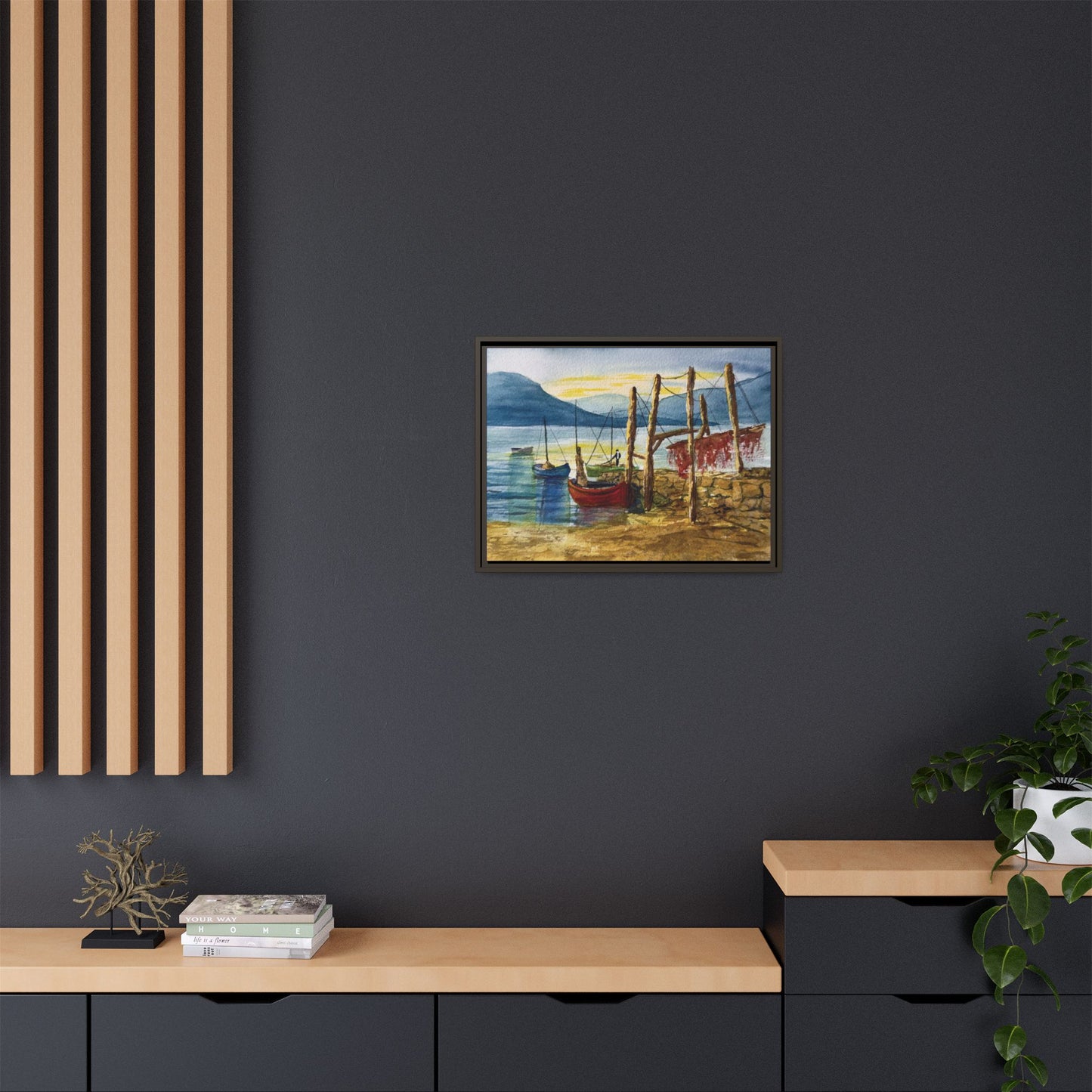 Morning Boats on the Loch, Framed (Black or Espresso). Available in sizes from 10”x8”-24”x18”