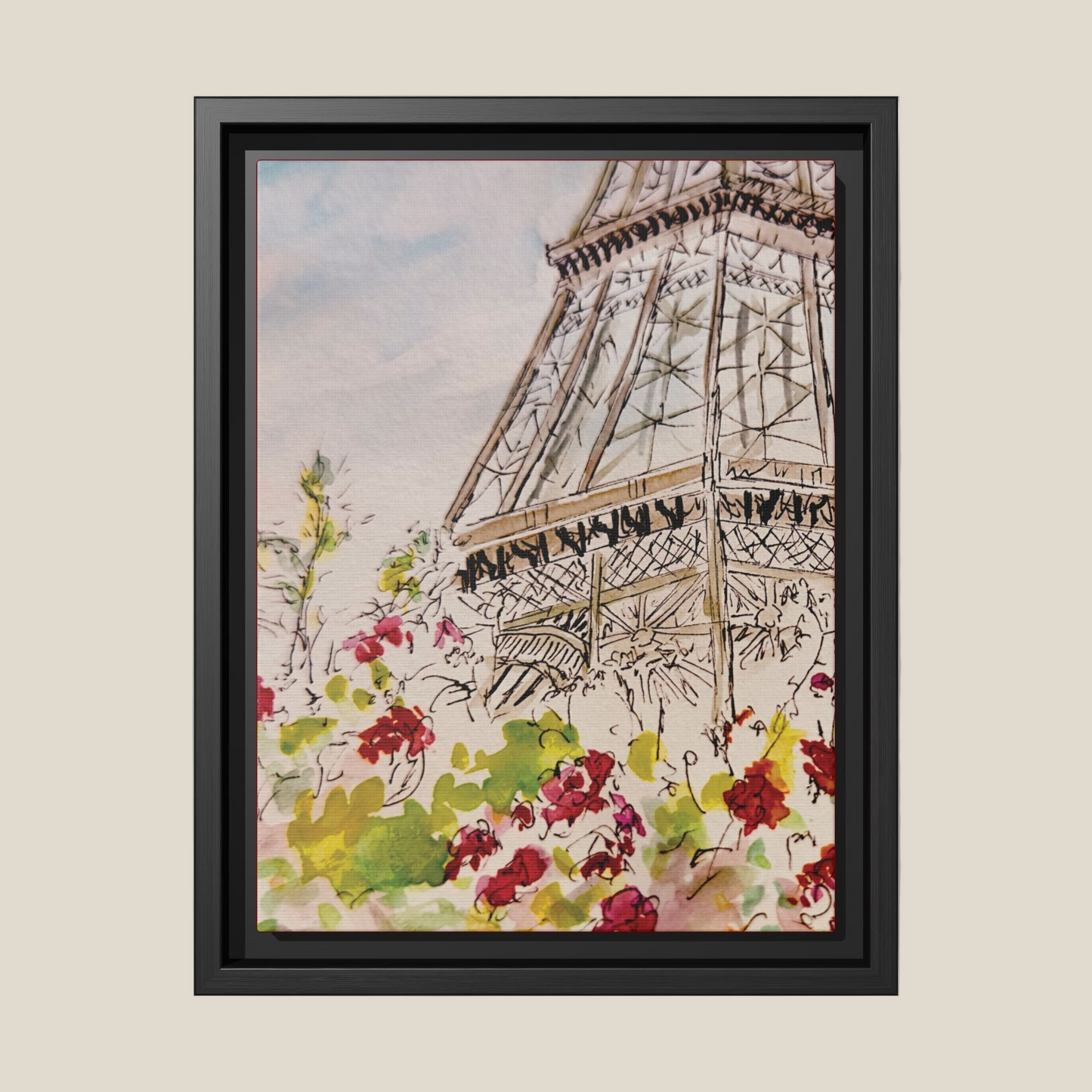 Eiffel Tower, Framed (Black or Espresso). Available in sizes from 8”x10”-16”x20”