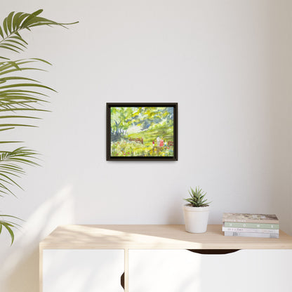 Summer Stroll Matte Canvas, Framed (Black or Espresso). Available in sizes 10”x8”-20”x10”