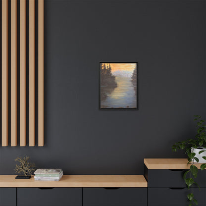 Peaceful Northwoods Lake Matte Canvas with Black or Espresso Frame. Available in sizes from 8” x 10”-24” x 32”