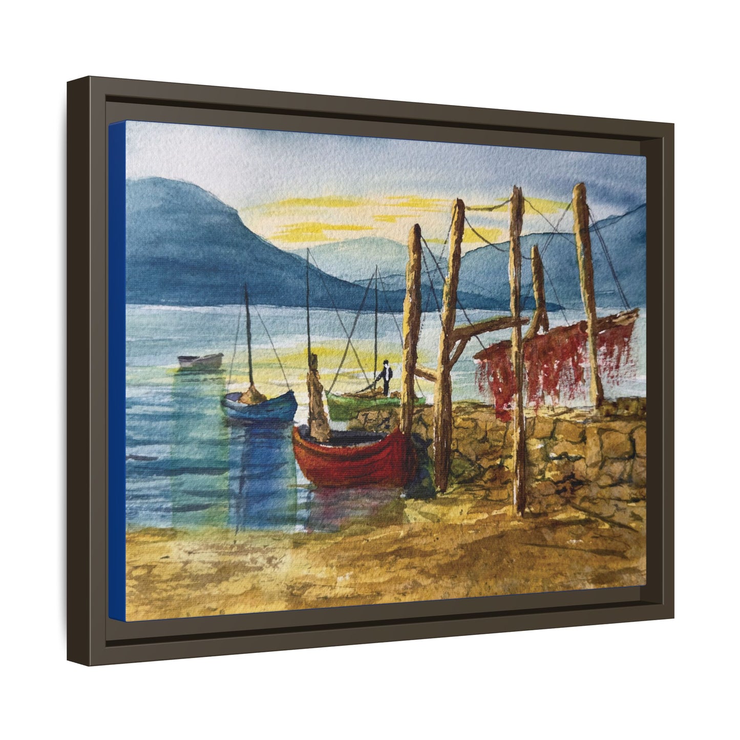 Morning Boats on the Loch, Framed (Black or Espresso). Available in sizes from 10”x8”-24”x18”