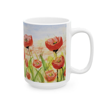 Poppies Galore Ceramic Mug, (11oz, 15oz)