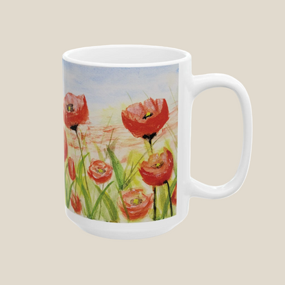 Poppies Galore Ceramic Mug, (11oz, 15oz)