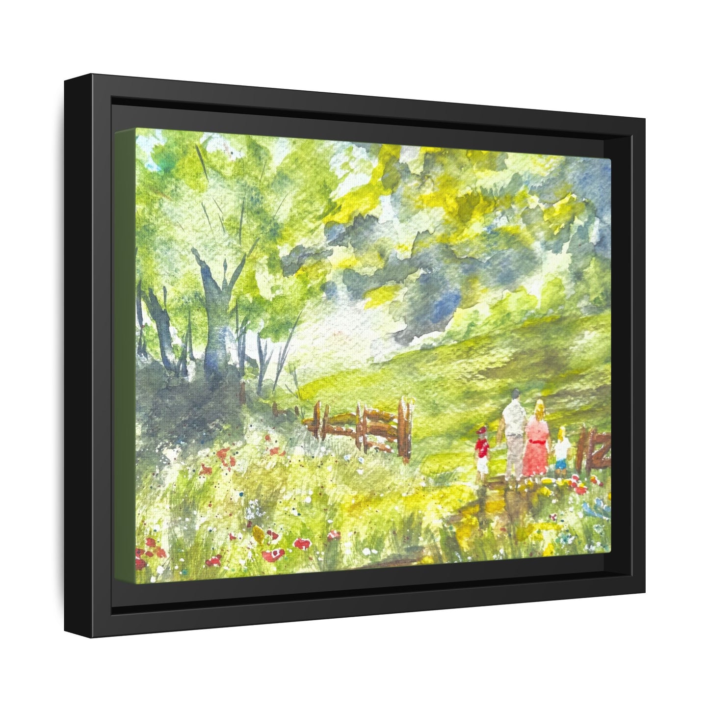 Summer Stroll Matte Canvas, Framed (Black or Espresso). Available in sizes 10”x8”-20”x10”