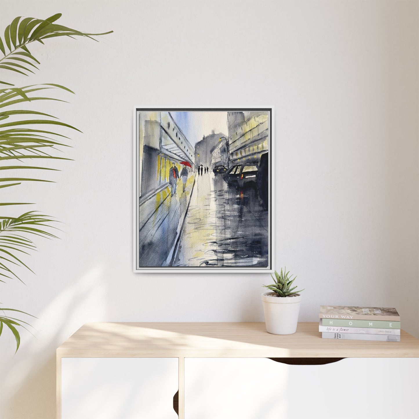 Rainy Day Romance, Framed (Black or Espresso). Available in sizes from 8”x10”-24”x32”