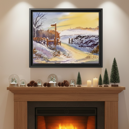 Wales Winter Walk, Framed (Black or Espresso). Available in sizes from 10”x8”-32”x24”