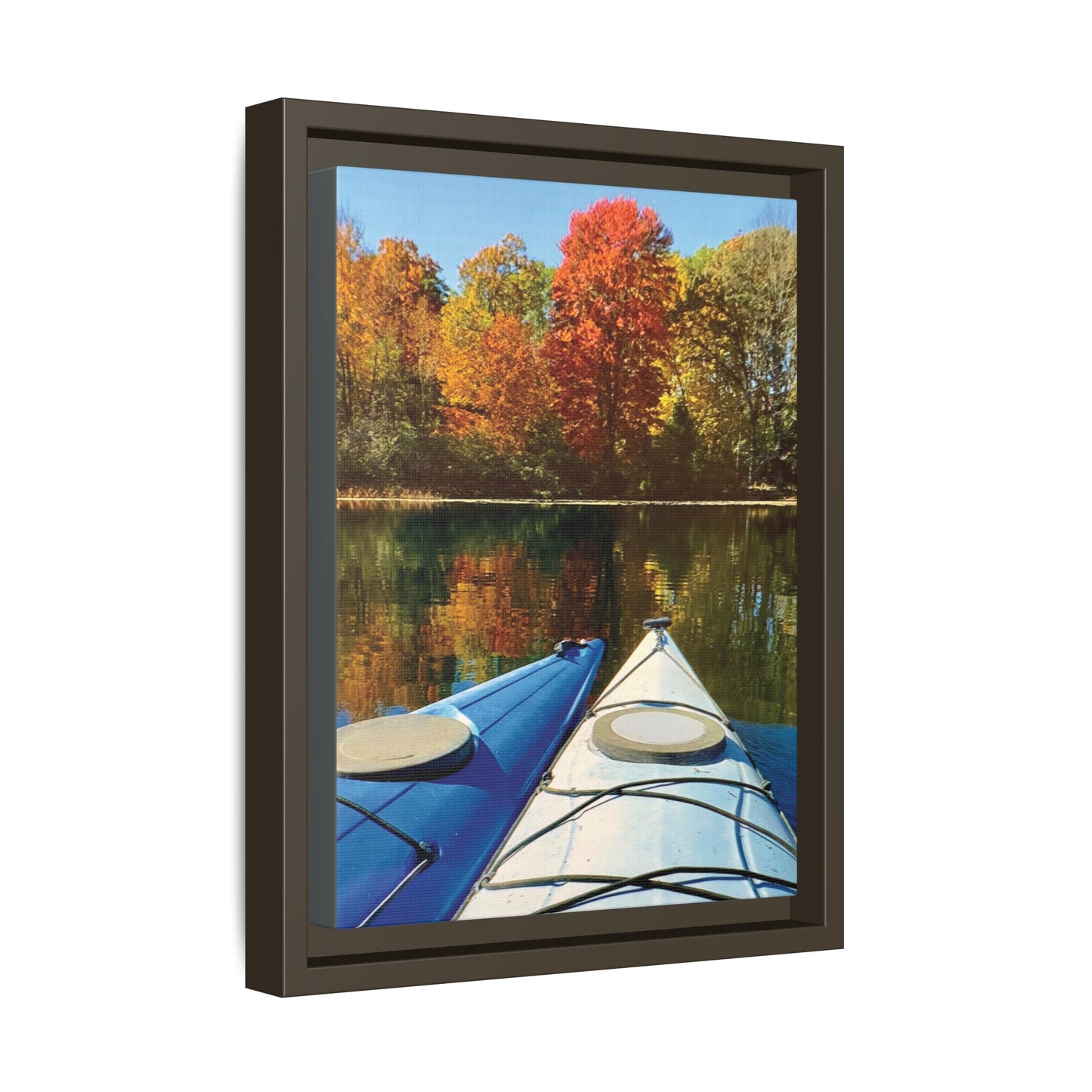 Happy Together Fall Kayaking, Framed (Black or Espresso). Available in sizes from 8”x10”-12”x16”