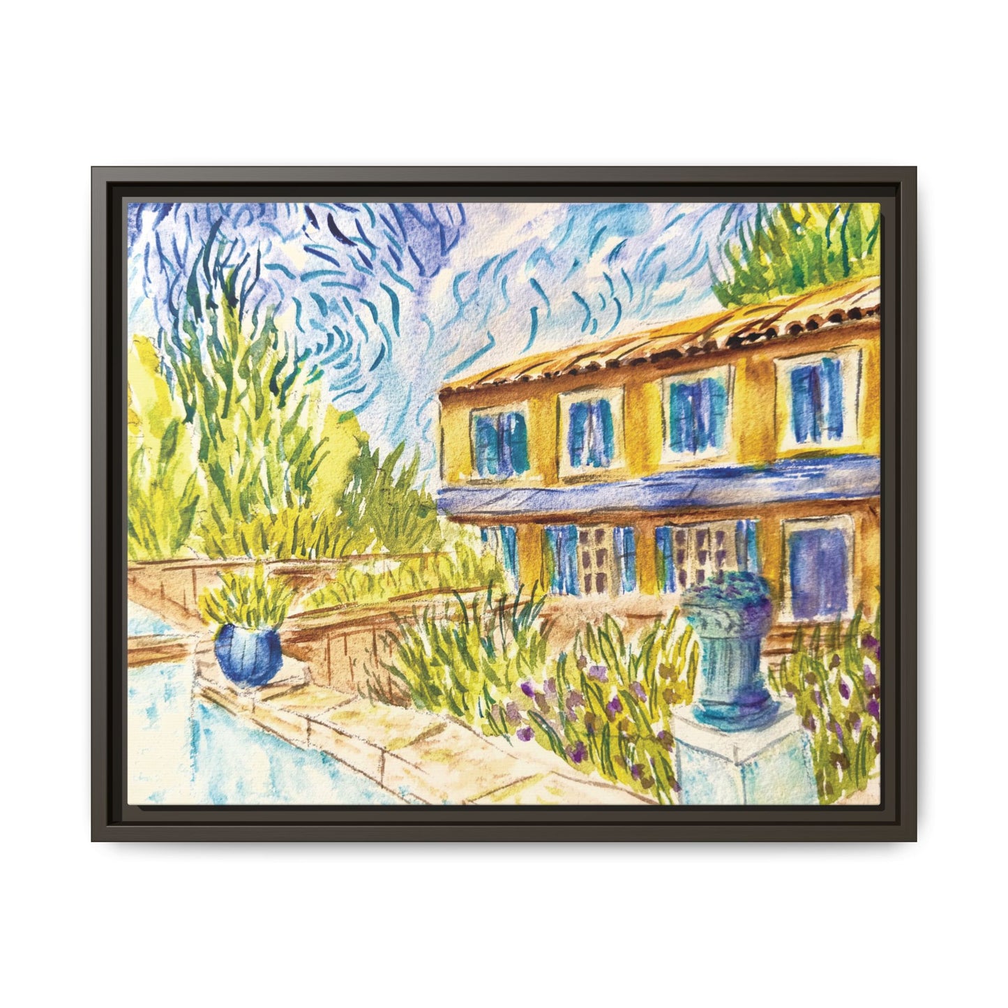Respite Near Saint-Remy-de-Provence Matte Canvas, Framed (Black or Espresso). Available in sizes from 10”x8”-30”x24”