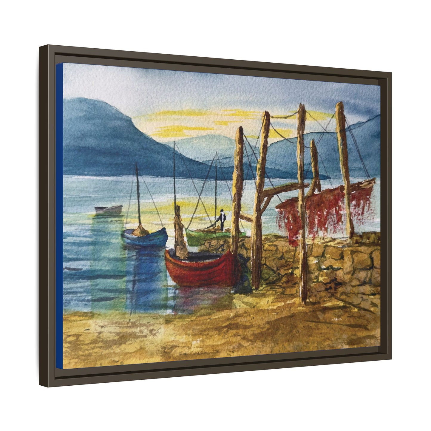 Morning Boats on the Loch, Framed (Black or Espresso). Available in sizes from 10”x8”-24”x18”