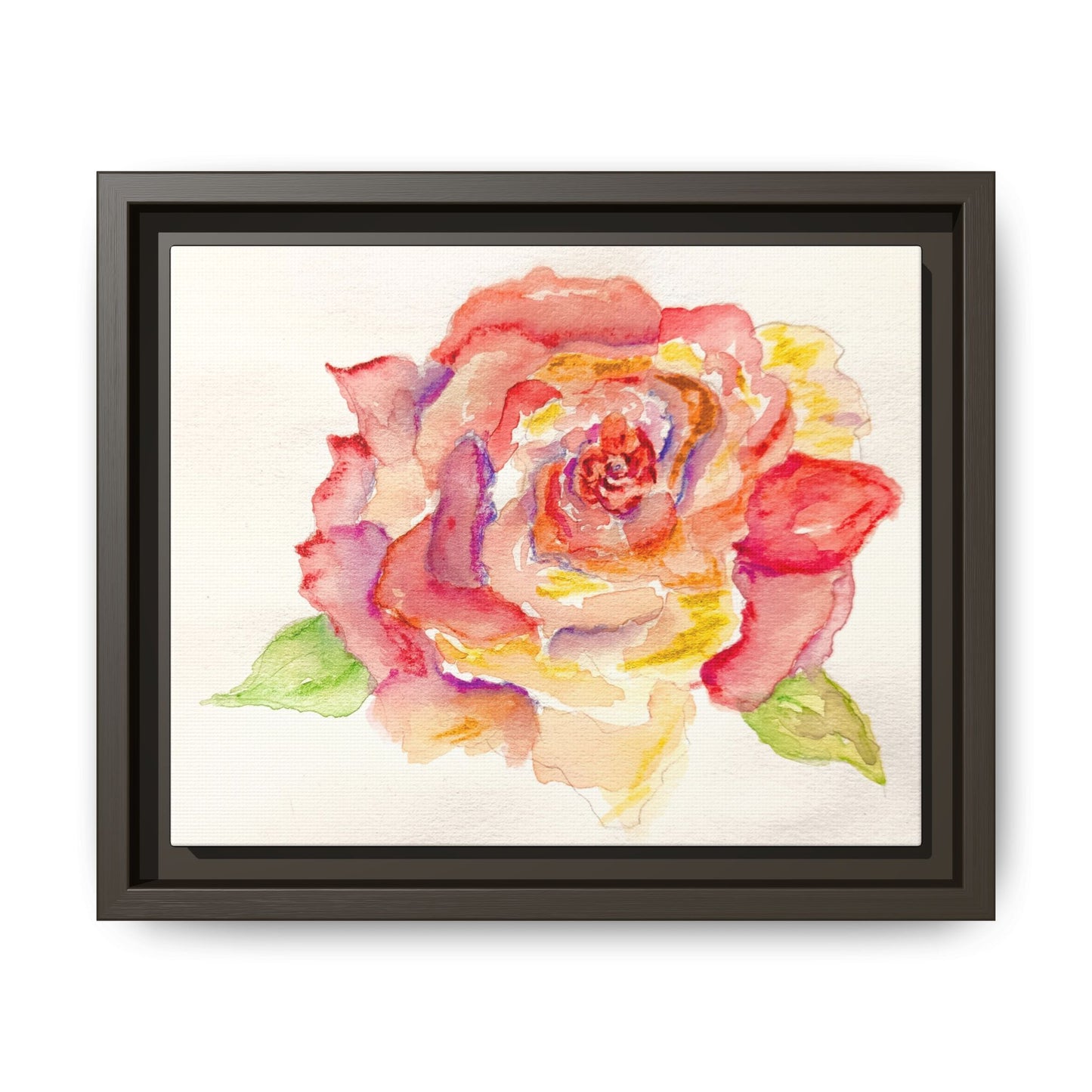Rose Water Matte Canvas, Framed (Black or Espresso). Available in sizes from 10”x8”-14”x11”