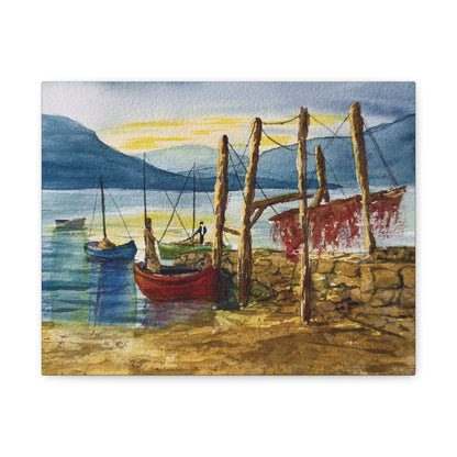 Morning Boats on the Loch Matte Canvas, Stretched, 1.25". Available in sizes from 10” x 8”-24” x 18”