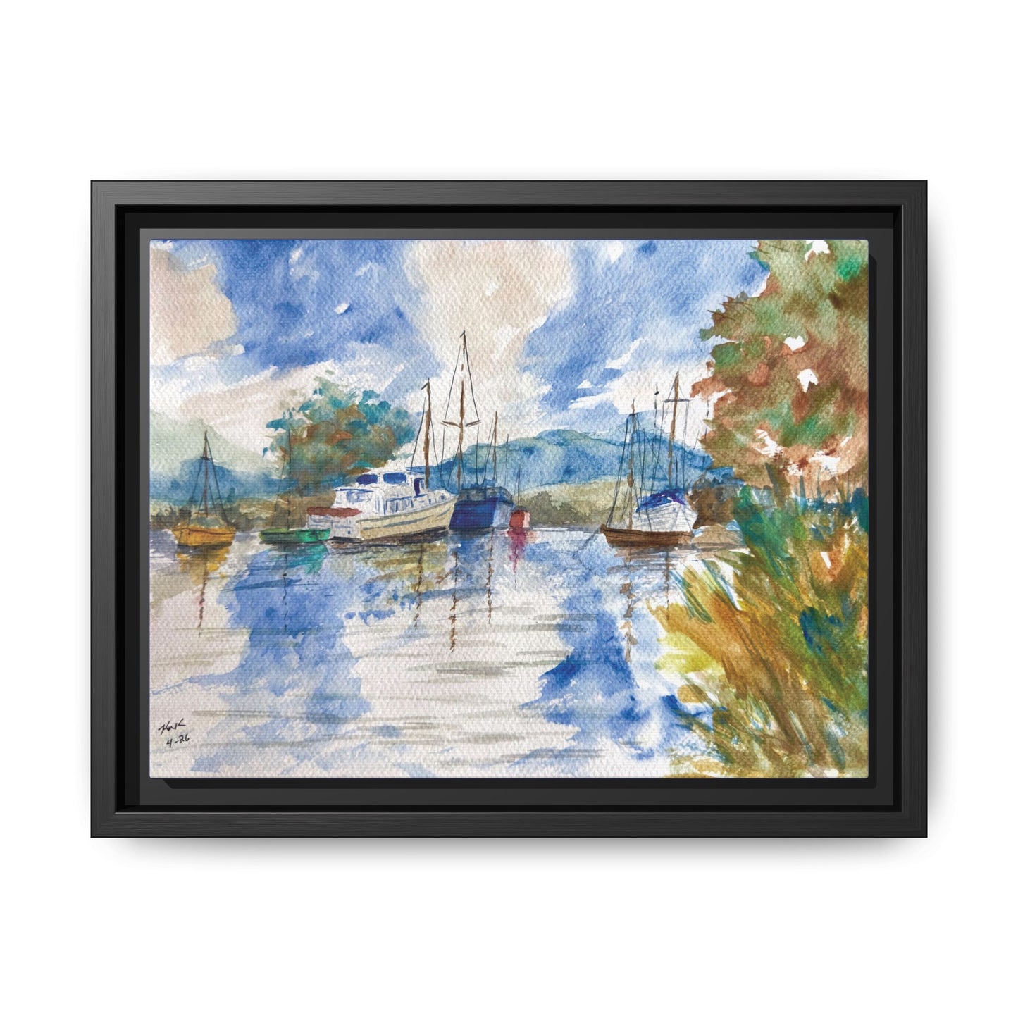 Snug Harbor Matte Canvas, Framed (Black or Espresso). Available in sizes 10”x8”-20”x16”