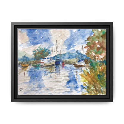 Snug Harbor Matte Canvas, Framed (Black or Espresso). Available in sizes 10”x8”-20”x16”