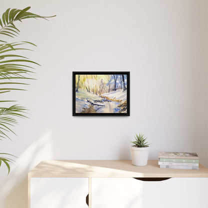 Snowy Creek Matte Canvas, Framed (Black or Espresso). Available in sizes from 10”x8”-32”x24”