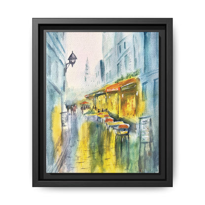 Cafe Reflections Matte Canvas, Framed (Black or Espresso). Available in sizes 8”x10”-24”x32”