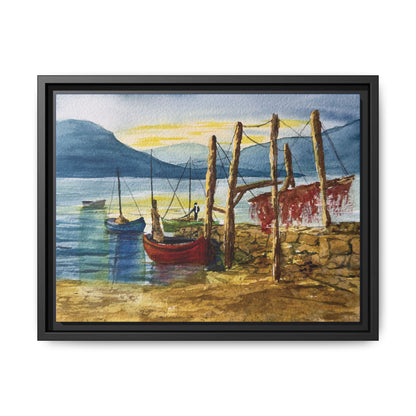Morning Boats on the Loch, Framed (Black or Espresso). Available in sizes from 10”x8”-24”x18”