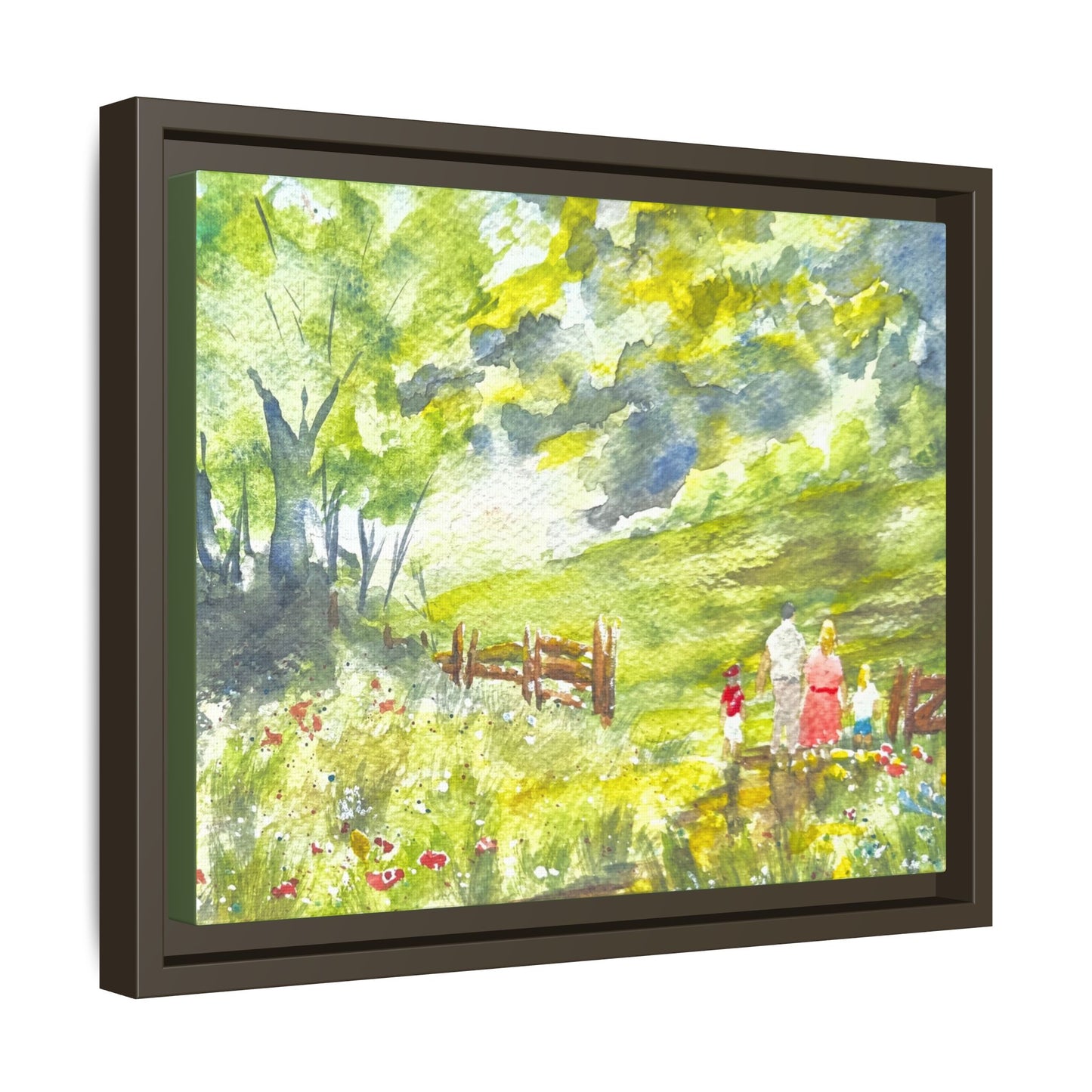 Summer Stroll Matte Canvas, Framed (Black or Espresso). Available in sizes 10”x8”-20”x10”