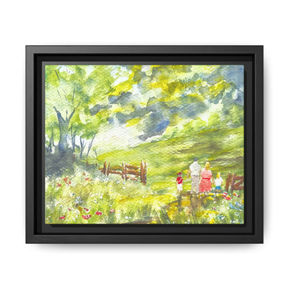 Summer Stroll Matte Canvas, Framed (Black or Espresso). Available in sizes 10”x8”-20”x10”