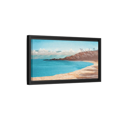 Kaanapali Beach Matte Canvas, Framed (Black or Espresso). Available in sizes from 20”x10”-30”x20”