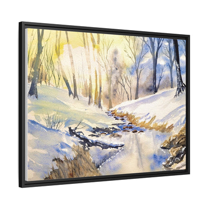 Snowy Creek Matte Canvas, Framed (Black or Espresso). Available in sizes from 10”x8”-32”x24”