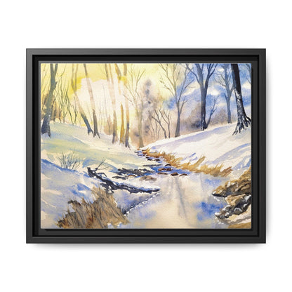 Snowy Creek Matte Canvas, Framed (Black or Espresso). Available in sizes from 10”x8”-32”x24”