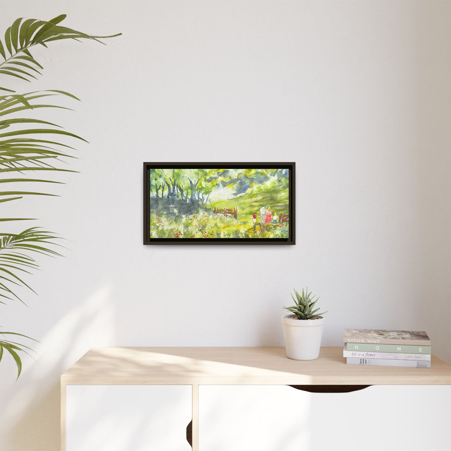 Summer Stroll Matte Canvas, Framed (Black or Espresso). Available in sizes 10”x8”-20”x10”